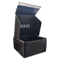 Caja de Cartón Corrugado Negra al por Mayor con Impresión CMYK, Relieve, Tira Adhesiva Reciclable y Tira de Desgarre para Embalaje Minorista