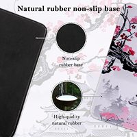 Tapis de souris XXL surdimensionné à motif floral personnalisé, imperméable, antidérapant, avec bordure renforcée