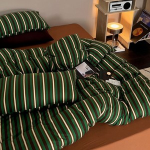 Cổ Điển Màu Xanh Và Màu Đỏ Sọc Mềm Mại Thoáng Khí Retro Thiết Kế Bộ Đồ Giường Đặt Duvet Cover Set Cho Tất Cả Các Mùa - Product Image 4