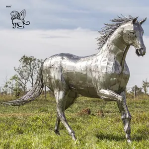 Escultura de caballo de acero inoxidable de animales de Arte de metal grande moderno al aire libre