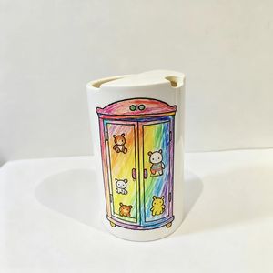 Custom Handmade Ceramic Coffee Mug - Handpainted Porcelain Wardrobe Photo Pattern