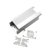 Caja de Aluminio Extruido Plateada con Aletas de Refrigeración y Ventilador, Carcasa para Fuente de Alimentación, Controlador, PCB, Caja Protectora