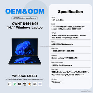 Ordinateur <span class=keywords><strong>portable</strong></span> à double écran tactile personnalisé de marque 2,2K FHD 14+14 pouces pour étudiants et professionnels, 8 Go + 128 Go DDR4 - Product Image 3