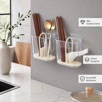 Boîte de rangement murale en plastique vert de qualité alimentaire pour baguettes, avec drainage, pour cuisine domestique