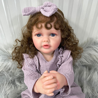 Poupée en silicone souple pour bébé fille Betty, cheveux longs et bruns, réaliste, princesse, bambin, cadeau d'anniversaire, 22 pouces