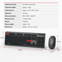 Pengetikan Nyaman Respon Cepat 104-Tombol 2.4GHz RF Nirkabel Multimedia untuk Laptop Gaming Keyboard dan Mouse Set Keyboard Mouse