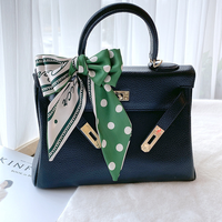 Écharpe longue et fine à pois style coréen pour femme, polyvalente, utilisable comme foulard de poignet, accessoire de sac, attache pour cheveux, ou foulard décoratif