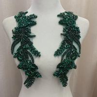 Décoration de luxe en dentelle, broderie de cristaux et strass pour vêtements, tissu en maille à motif floral 3D, accessoire de couture 5''+