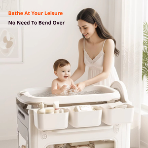 Station à <span class=keywords><strong>langer</strong></span> pour nouveau-né, <span class=keywords><strong>table</strong></span> à <span class=keywords><strong>langer</strong></span> réglable en hauteur avec organisateur et commode - Product Image 4