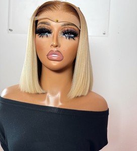 Peluca de <span class=keywords><strong>Cabello</strong></span> Humano <span class=keywords><strong>Corto</strong></span> con Cierre 5x5, sin Pegamento, Color Degradado <span class=keywords><strong>Balayage</strong></span>, Peluca Bob Rubia, Peluca con Frente de Encaje Transparente HD para Mujeres - Product Image 2