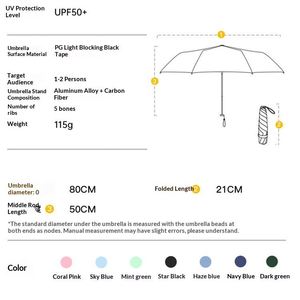 Paraguas Publicitario de Tres Pliegues, 5 Varillas, Fibra de Carbono, Ultraligero, con Protección UV, de Vinilo, Portátil, Ideal para Regalos Empresariales - Product Image 3