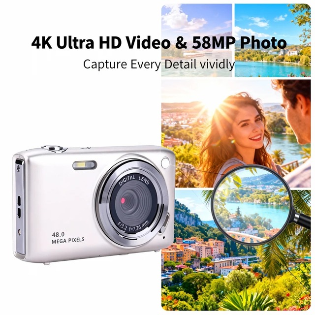 Wholesale 4K Ultra HD Digital Camera Auto Focus 58MP 8X Zoom Compact Vlogging Camera for Photography Video Mini Digital Camera