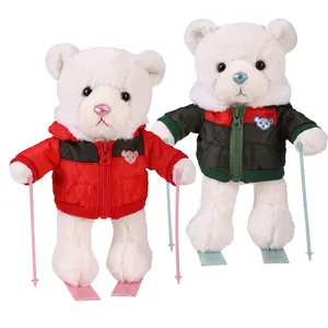 Ourson en peluche Souvenir de Ski 25 pouces, ours polaire doux, Design personnalisé avec manteau de Ski, tendance Kawaii