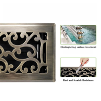 Grille de sol en acier de style victorien avec levier de commande réglable, traversable, pour les grilles de ventilation domestiques