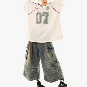 T-shirt ample unisexe en maille style rugby, manches courtes, pour femme, style sportif vintage, idéal pour l'été, style preppy - Product Image 6