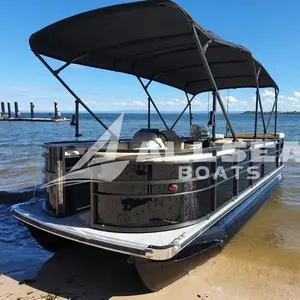 Allsea Customized 15-30ft Aluminum Pleasure Pontoon Boat with Trailer High Quality Offshore Cruising Yacht with Outboard Engine