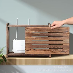 Boîte de rangement pour routeur en bois, organisateur de câbles mural en bois massif pour la maison et le bureau - Product Image 3