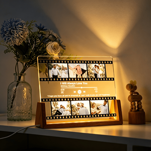 U-Shaped LED Led Light Bases for Acrylic Display Stand for Phone/Tablet <b>USB</b> Rechargeable Wood Base Light Personalized Gifts - Product Image 3