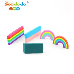 Soododo工厂定制学生文具用品2D平面大错误形状橡皮擦铅笔印刷彩虹橡皮擦