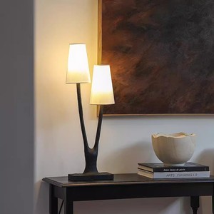 Double <b>Branch</b> Table Lamp Wabi Sabi Style Wrought Iron Retro LED <b>Lighting</b> For Living Room Bedroom E26 220V Switch Control - Product Image 2