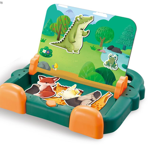 Juguetes educativos de aprendizaje, tablero de rompecabezas, Animal de dibujos animados, 2 en 1, tablero de aprendizaje, tablero de dibujo borrable magnético, Mesa - Product Image 1