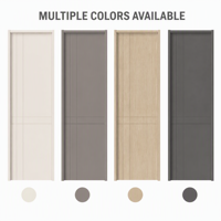 Porte intérieure moderne en PVC taupe à panneau rainuré avec grille asymétrique, finition mate pour chambre d'appartement