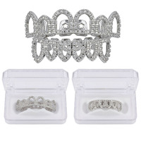 Grillz dentaire doré Hip Hop en zircon creux, brillant et stylé, pour femmes et hommes, usage quotidien, accessoires dents de vampire
