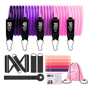 18-Piece Pull Rope tập thể dục thiết lập 150lb TPE Resistance Bands Ống 11-Pack Toning vòng lặp cho các bài tập - Product Image 1