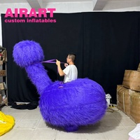 Costume de mascotte gonflable en peluche longue, animal de parade, autruche jaune, ballon