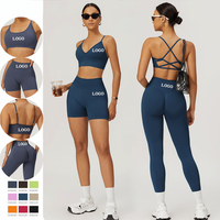 Ensemble de vêtements de sport pour femme, 4 pièces, grande taille, avec soutien-gorge de sport, leggings d'entraînement, shorts cycliste, taille élastique, imperméable et réversible