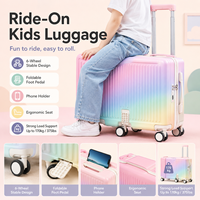 Valise à roulettes pour enfants, 6 roues pivotantes, pliable, avec support pour téléphone, coque rigide en PC, valise de voyage