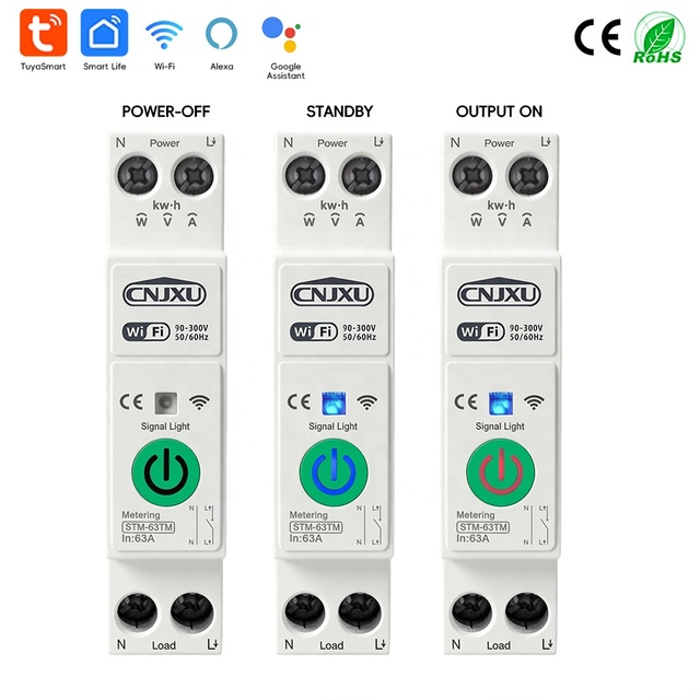 63A 1P+N WIFI Smart Switch Energy Meter Kwh Metering Monitoring Circuit Breaker Timer Relay MCB TUYA Smartlife 110V 220V