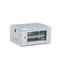 Armoire de serveur réseau murale 19 pouces en gros, en acier laminé à froid SPCC, armoire de données avec porte vitrée et ventilateur