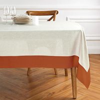 Nappe en lin classique 100% contraste de caramel naturel élégant pour la décoration intérieure de table à manger