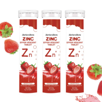 Comprimés effervescents de zinc OEM personnalisés pour l'exportation, 20 comprimés, saveur fraise, complément nutritionnel quotidien pour adultes