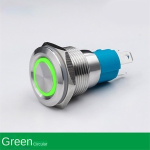 สวิตช์ไฟแบบกดพร้อมไฟวงแหวน ขนาด 19 มม. 220V 3A ทรงกลม LED IP65 สแตนเลสสตีล แบบกดติดปล่อยดับ 1NO1NC 50000 รอบ พร้อมปุ่มกด - Product Image 2