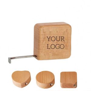 Custom Laser LOGO Square Circular Heart-shaped 2m Wood Case Tape Measure Featuring Clear Markings for Home Advertisement <b>Gift</b> - Product Image 1