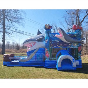 Castillo Inflable Comercial con Tobogán de Agua con Diseño de Tiburón, Castillo Inflable con Tobogán para Fiestas Infantiles de Alquiler - Product Image 2