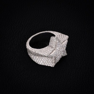 Wholesale S925 <b>Silver</b> Star Cuban <b>Ring</b> Moissanite White Gold Plated Hip Hop Rapper Style Luxury Jewelry <b>for</b> <b>Men</b> Jenime Brand - Product Image 3
