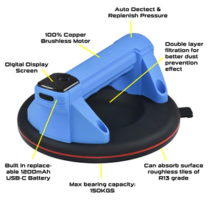 Herramienta de succión de vacío de aire automático inteligente Mechware de 8 pulgadas para azulejo de granito de mármol 200 KG manómetro de carga máxima portátil nuevo diseño - Product Image 2