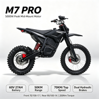 Moto électrique tout-terrain à transmission centrale M7 PRO 60V 27AH 5000W 200Nm de couple 70KM/H Frein hydraulique tout-terrain