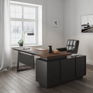 Escritorio de oficina ejecutivo moderno de lujo, mesa de trabajo en forma de L para CEO/BOSS con cajones duraderos, fácil montaje - Product Image 1