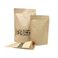 Sachet Doypack Personnalisé OEM en Papier Kraft Brun Biodégradable Imprimé par Gravure avec Fenêtre, Emballage Alimentaire de Qualité pour Gâteaux et Sucreries