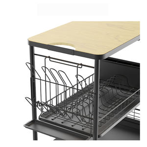 <span class=keywords><strong>Cesta</strong></span> de mesa de madera maciza, estantes, organizador de cocina, soporte, carrito con bandeja extraíble - Product Image 3