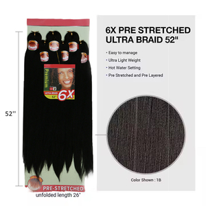 Extensions per capelli all'ingrosso 6X EZ Easy Braid, lisce naturali effetto Yaki, pre-stirate, Box Braids in fibra sintetica per donne <span class=keywords><strong>nere</strong></span> - Product Image 2