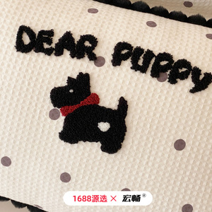 Dear Puppy Cotton <b>Bedding</b> <b>Set</b> 4-Piece Polka Dot Embroidered Duvet Cover Sheets Soft Breathable Four Seasons - Product Image 4