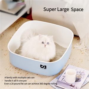 Bac à litière pour <span class=keywords><strong>chat</strong></span> en acier inoxydable grand <span class=keywords><strong>type</strong></span> ouvert anti-éclaboussures contrôle écologique des odeurs durable pour les chatons et les grands chats - Product Image 2