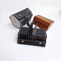 Étui de luxe personnalisé pour lunettes de soleil et de vue, pliable, 5 emplacements, en cuir, pour voyage