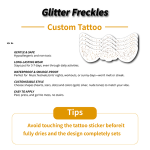 Tùy chỉnh vàng long lanh tàn nhang trang điểm các bản vá lỗi tạm thời long lanh tàn nhang khuôn mặt hình xăm nhãn dán phong bì bao bì tùy biến - Product Image 5