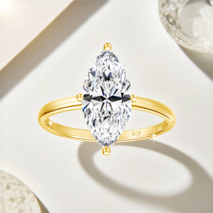 Đá Quý Tốt 925 Sterling Silver Bạc Kim Cương Engagment Đồ Trang Sức Đám Cưới Phụ Nữ Marquise Moissanite Nhẫn - Product Image 2